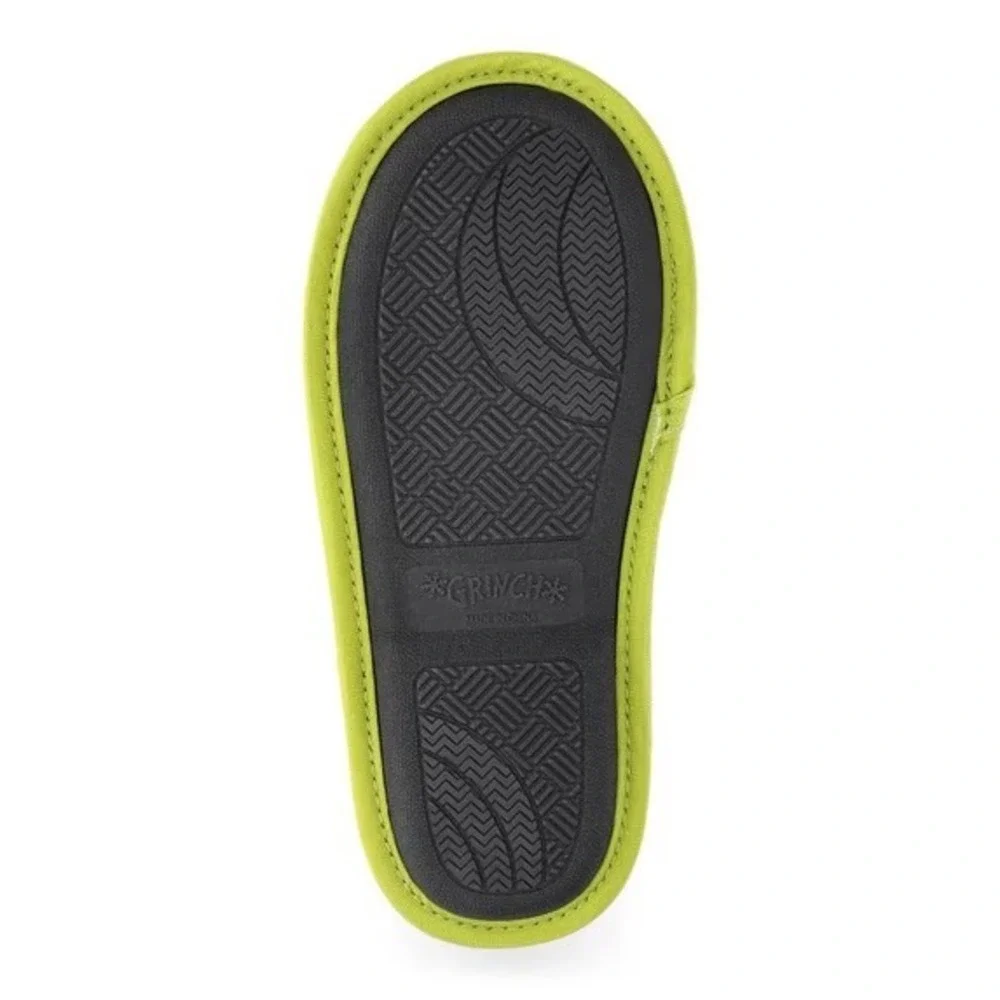 Grinch Kids Scuff Slippers Size 7-8 Green Grinch & Max Slip On Fuzzy Holiday